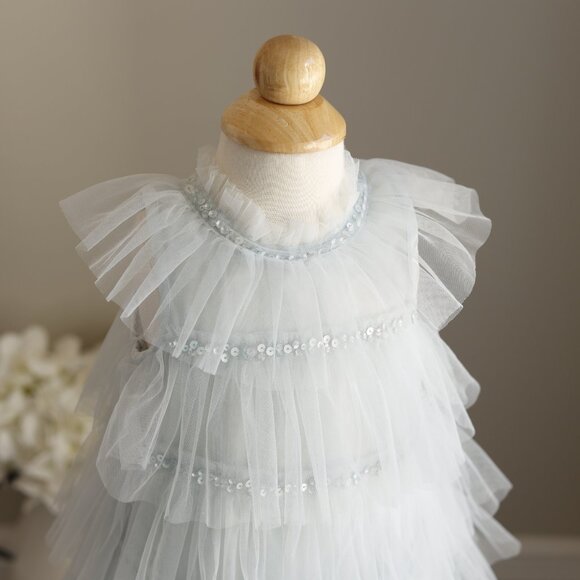 Tutu Du Monde Alchemy Bebe Tulle Dress Shine Blue Embellished 6/12 Month PERFECT - Picture 6 of 8